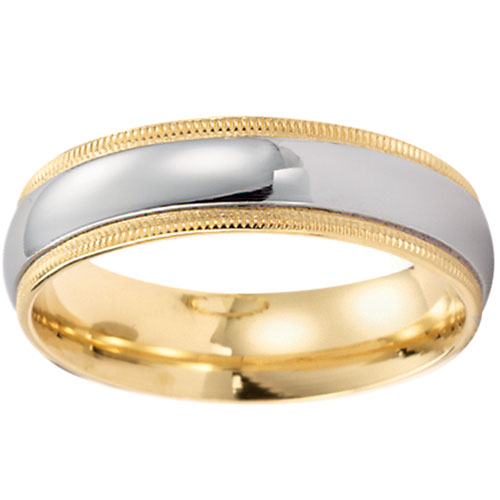6mm Two Tone Milgrain Comfort Fit Band