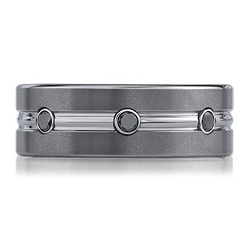 Bezel Set Black Diamond Tungsten Benchmark Forge Wedding Ring