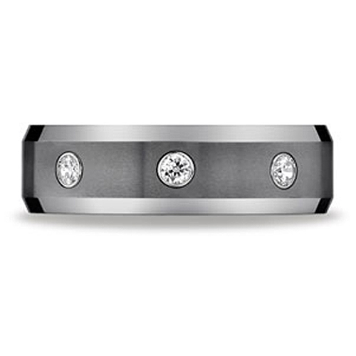 Beveled Edge Diamond Tungsten Forge Wedding Band