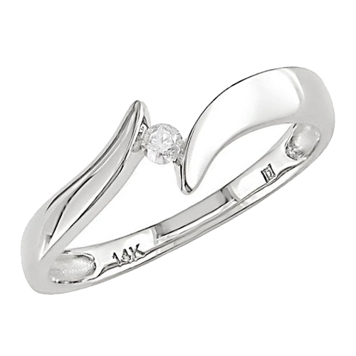 14K White Gold 0.05 ct Diamond Solitaire Ring