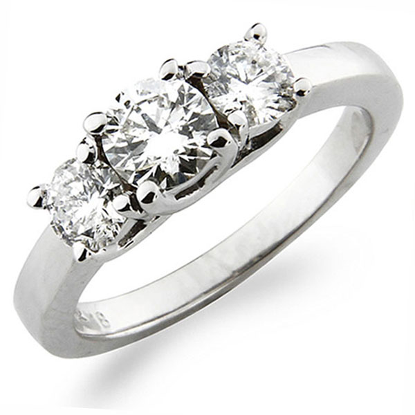 3 Stone Platinum Engagement Ring 1.00 ctw