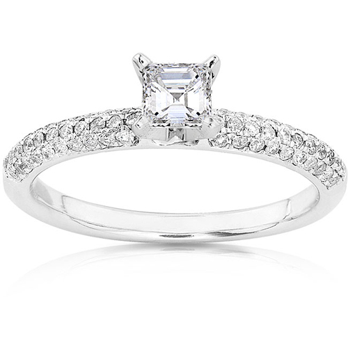 Asscher Cut 14K Engagement Ring 0.75 ctw