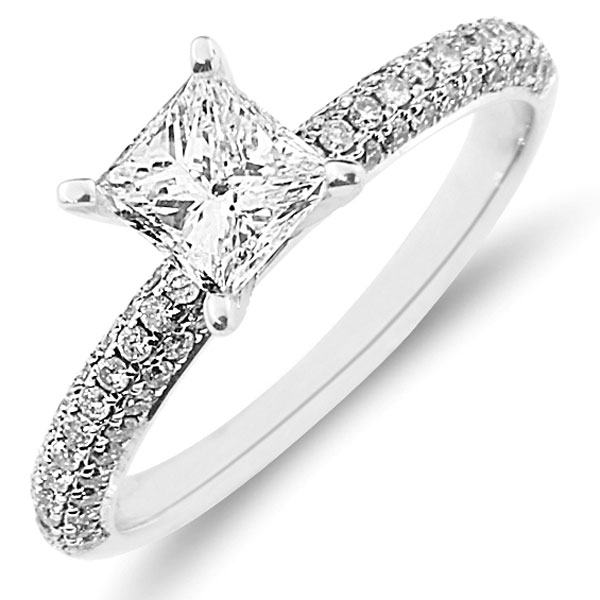 14K Princess Cut Engagement Ring 1.00 ctw