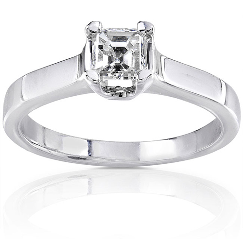 14K Asscher Cut Solitaire Engagement Ring 0.50 ctw