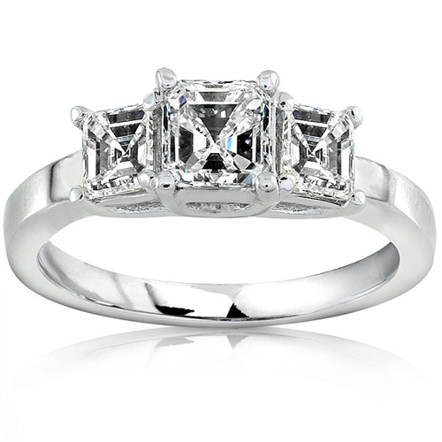 3 Stone Asscher Cut Engagement Ring 1.00 ctw