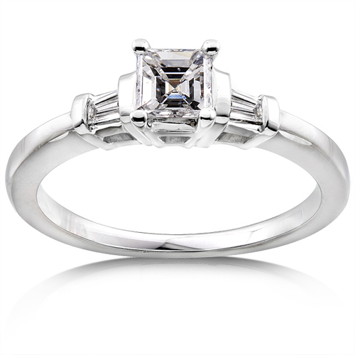 3 Stone 14K Asscher Cut Engagement Ring 0.50 ctw