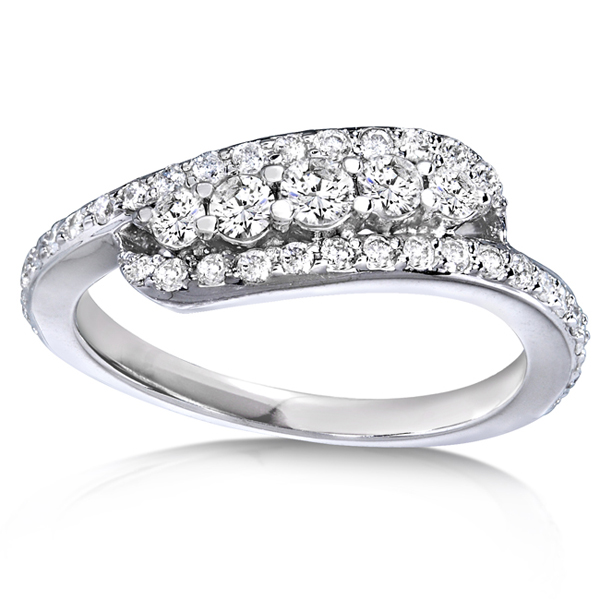 14K White Gold 0.63 CTW Prong Pave Set Diamond Band