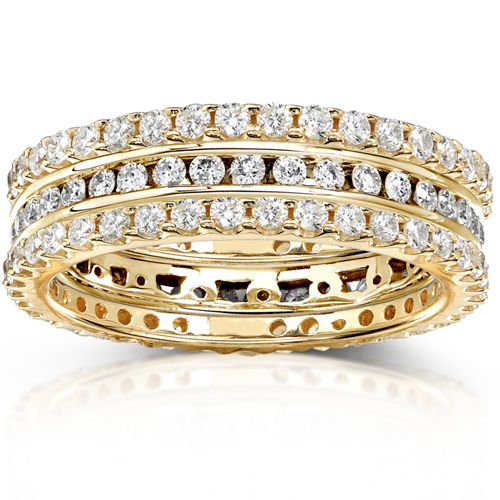 14K Yellow Gold 1.50 CTW Diamond 3 Piece Prong Channel Set Ring