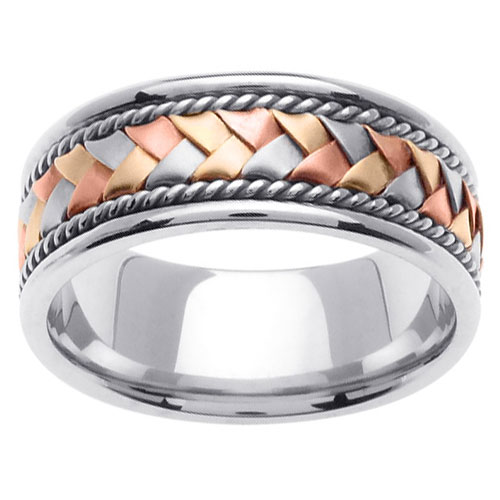 8.5mm 14k Tri Color Woven Handmade Band