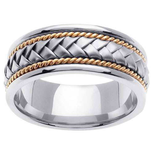 8.5mm 14K Two Tone Designer Handmade Band