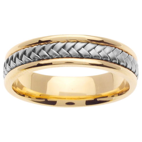 14k Two Tone Gold 5.5mm Wedding Band