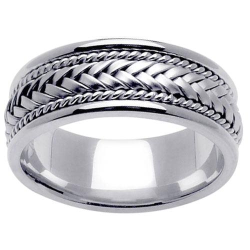 Rope and Braid 14K White Gold Wedding Band