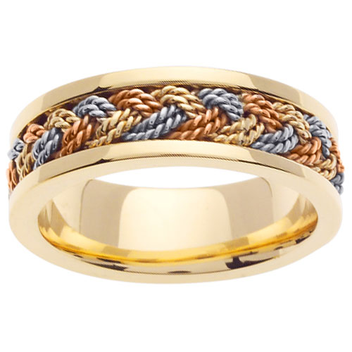 14k Tri-Color 7.0mm Wedding Band