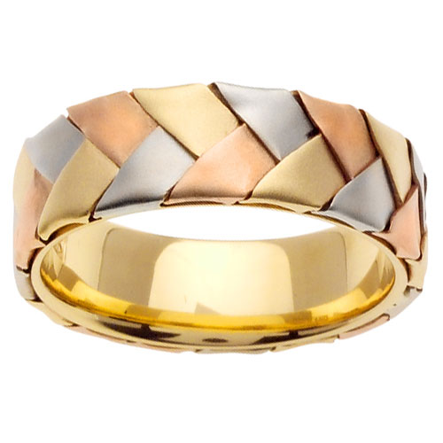 7mm 14k Tri Color Woven Band