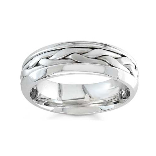 7mm 14k White Gold Braided Handmade Band