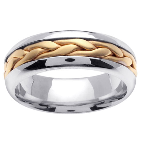 7mm 14K Two Tone White and Yellow Gold Wedding Band