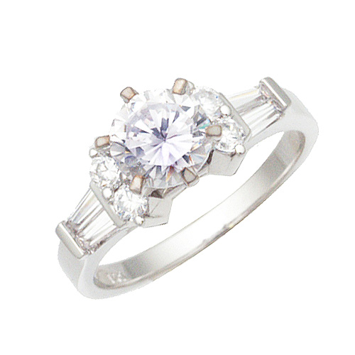 14k White Gold CZ Ring