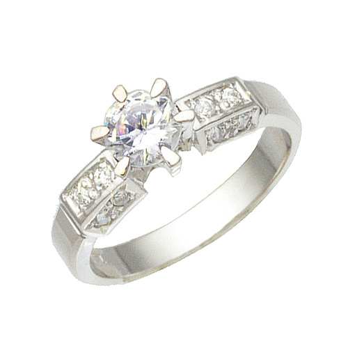 Fancy White Gold CZ Ring