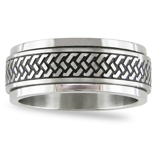 Black Enamel Stainless Steel Spinning Ring