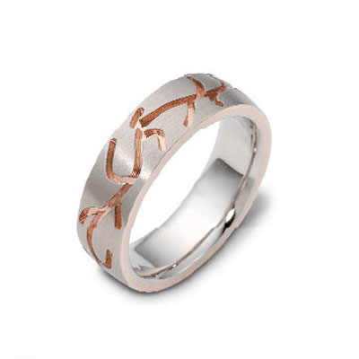 18K Rose and White Gold Two Tone 6.00mm Wedding Band
