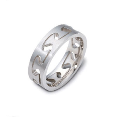 6mm Puzzle 18K White Gold Wedding Band