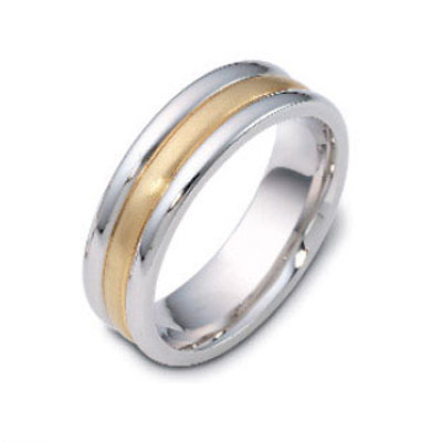 7.00mm Three Row 18K Two Tone Gold Dora Wedding Ring