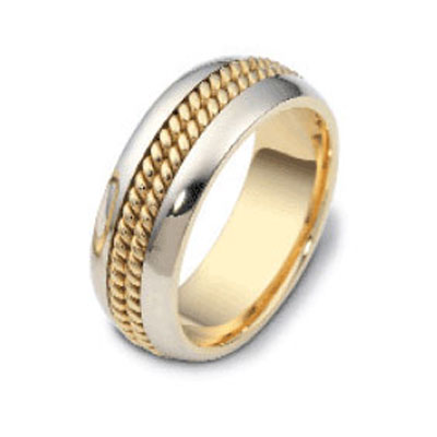 8.00 mm 18K Two Tone Woven Dora Wedding Band