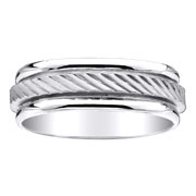 Striped Pattern White Gold 18K wedding Band