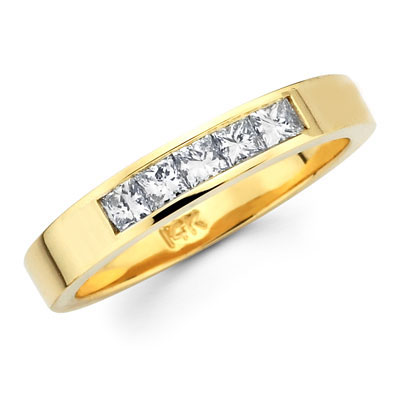 Yellow Gold Diamond Wedding Bands on Stone Princess Diamond 14k Yellow Gold Wedding Band 0 47 Ctw