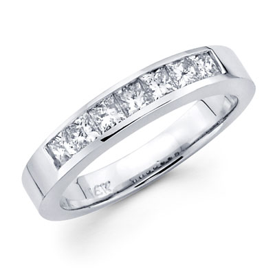 Channel  Wedding Bands on Seven Princess Diamond Channel Set Wedding Band