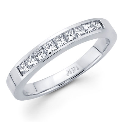 Nine Diamond 14K White Gold Princess Wedding Band