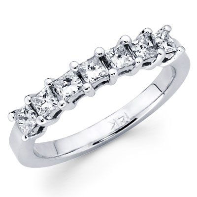 14KW Princess Cut Diamond 7 Stones Band 0.45Ct