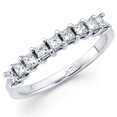 Nine Diamond 14K White Gold Princess Wedding Band 0.45 ctw