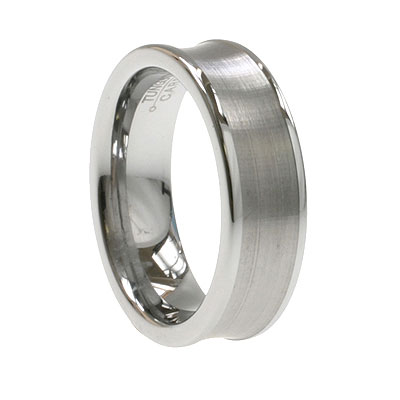 Satin and Polish Concave Tungsten Carbide Band