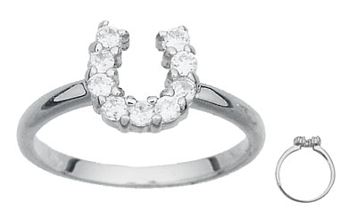 Sterling Silver CZ Horseshoe Fashion Ring