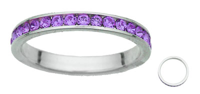 Silver CZ Birthstone February Ring
