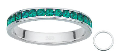 Silver CZ Birthstone May Ring