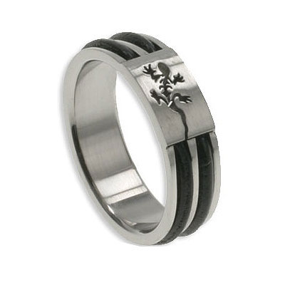 Laser Cut Stainless Steel and Rubber Lizard Ring