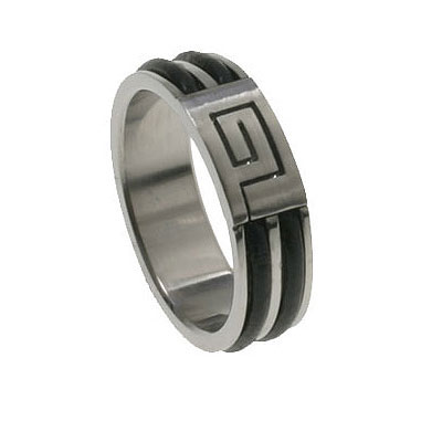 Stainless Steel Mens Wedding Bands on Greek Key Stainless Steel Band