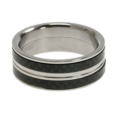 9mm Double Row Carbon Fiber and Stainless Steel Band