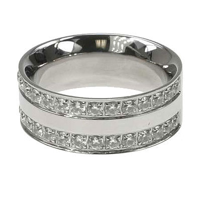 Wedding Bands on Cubic Zirconia Stainless Steel Wedding Band