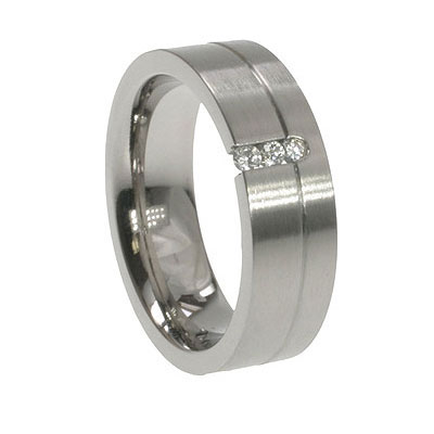 Cubic Zirconia Stainless Steel Ring