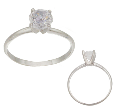 Cubic Zirconia  Solitaire Engagement Ring