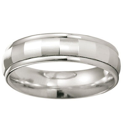 14k White Gold Designer Wedding Band