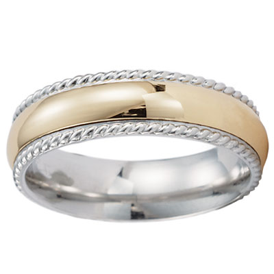 Two Tone 14k Cord Edge High Polish Band