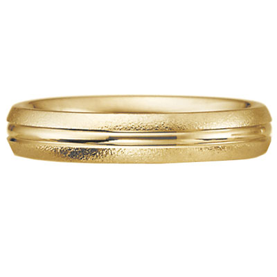 14k Yellow Gold Sandblast Finish Ridge Ring