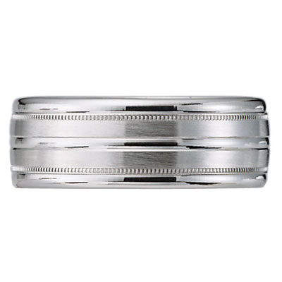 14k White Gold Milgrain Designer Band