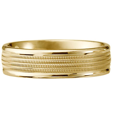 6mm 14k Yellow Gold Milgrain Wedding Ring