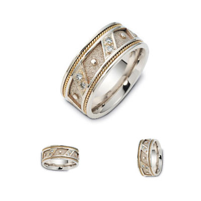 14K Two Tone Diamond Wedding Band 0.24 tcw