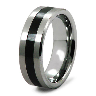Enamel and Tungsten 8mm Band